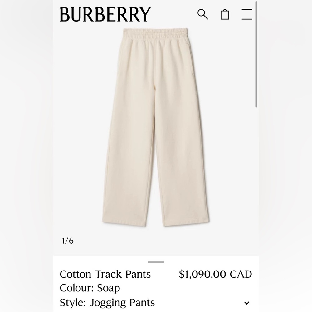 BNWOT BURBERRY Sweatpants Sz S